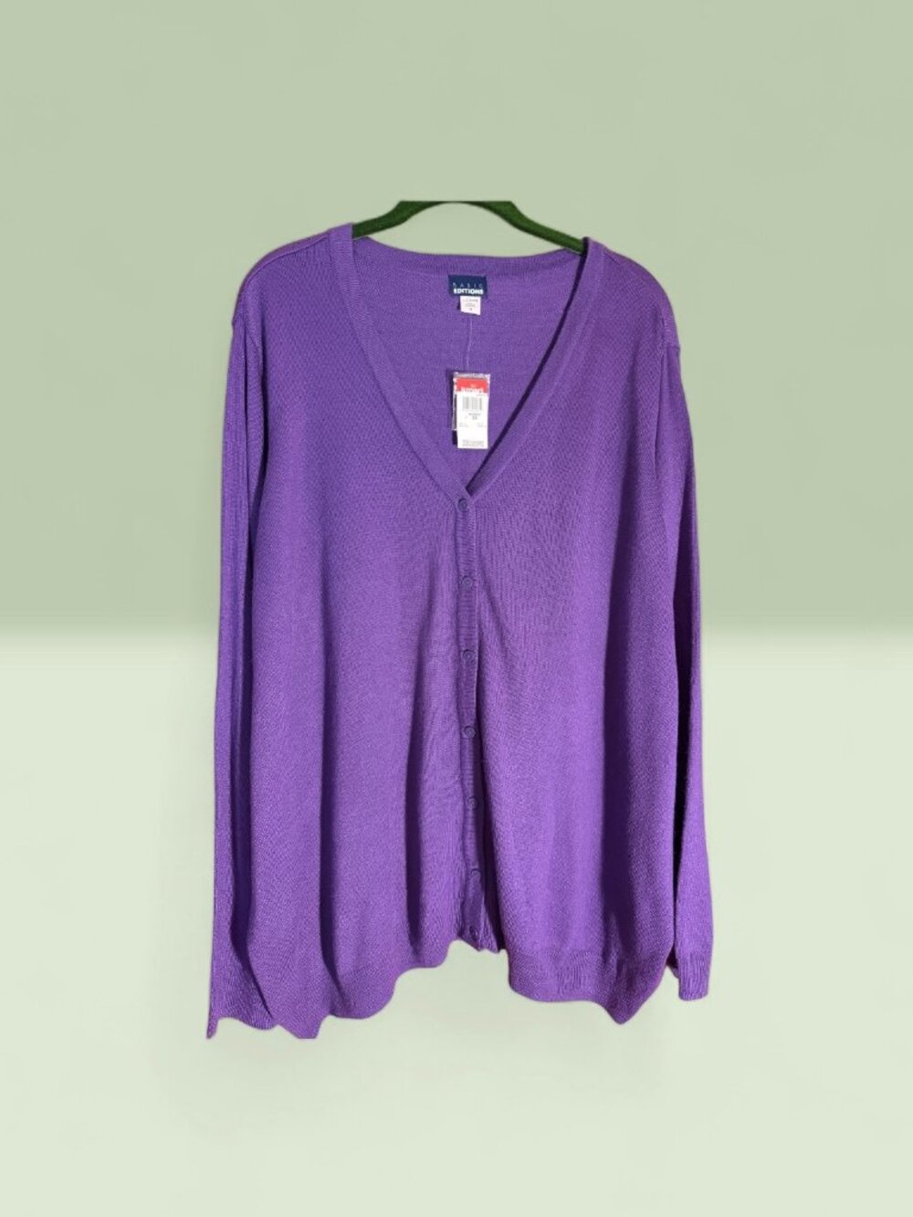 NWT Basic Editions Eggplant Purple Button Front Cardigan Sweater Sz 3X